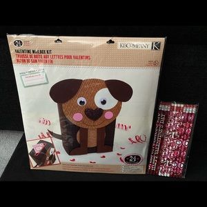 New, Valentine Mailbox Kit (Puppy Dog Themed), & 12 Pencils (Valentine Themed)